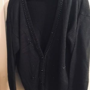 Black acrylic and nylon sweater with embellish.